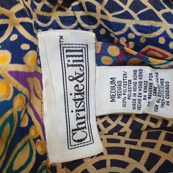 Vintage retro funky print long sleeve shirt top M L - Picture 7 of 9